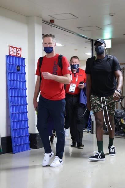 Assistant Coach Steve Kerr of the USA Men's National Team departs from the hotel to the Gold Medal Game during the 2020 Tokyo Olympics on August 7,...