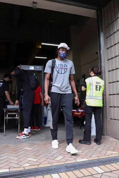 Jerami Grant of the USA Men's National Team departs for the Gold Medal Game against the France Men's National Team on August 7, 2021 in Tokyo, Japan....