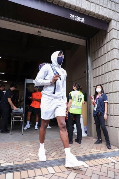 Bam Adebayo of the USA Men's National Team departs for the Gold Medal Game against the France Men's National Team on August 7, 2021 in Tokyo, Japan....