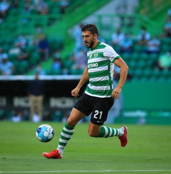 Paulinho of Sporting CP in action during the Liga Bwin match between Sporting CP and FC Vizela at Estadio Jose Alvalade on August 6, 2021 in Lisbon,...
