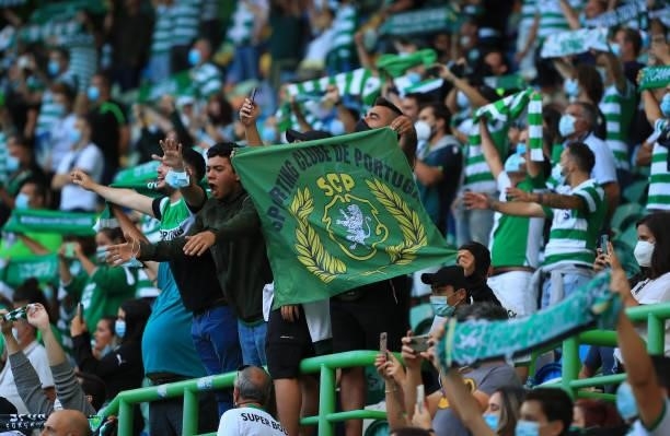 Sporting CP supporteres returns to the stands during the Liga Bwin match between Sporting CP and FC Vizela at Estadio Jose Alvalade on August 6, 2021...