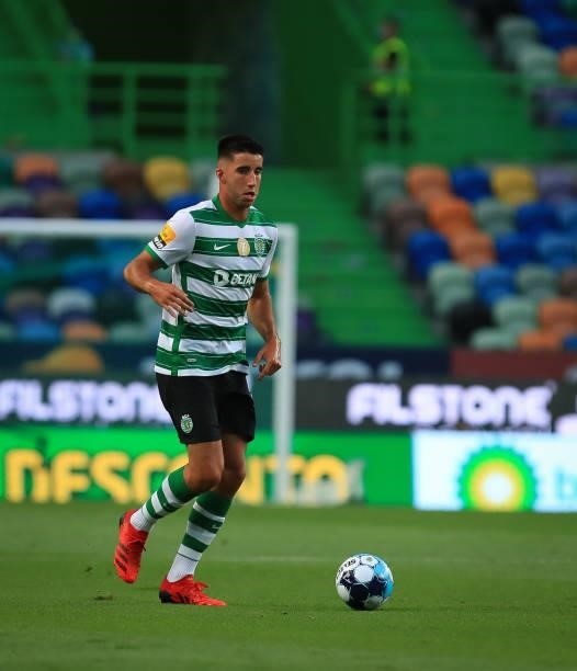 Goncalo Inacio of Sporting CP in action during the Liga Bwin match between Sporting CP and FC Vizela at Estadio Jose Alvalade on August 6, 2021 in...