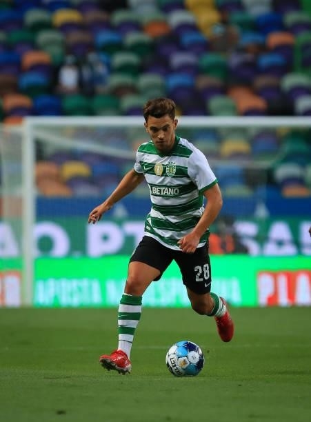 Pedro Goncalves of Sporting CP in action during the Liga Bwin match between Sporting CP and FC Vizela at Estadio Jose Alvalade on August 6, 2021 in...