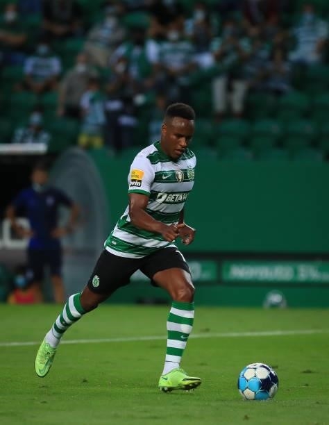 Jovane Cabral of Sporting CP in action during the Liga Bwin match between Sporting CP and FC Vizela at Estadio Jose Alvalade on August 6, 2021 in...