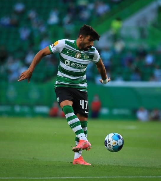 Ricardo Esgaio of Sporting CP in action during the Liga Bwin match between Sporting CP and FC Vizela at Estadio Jose Alvalade on August 6, 2021 in...