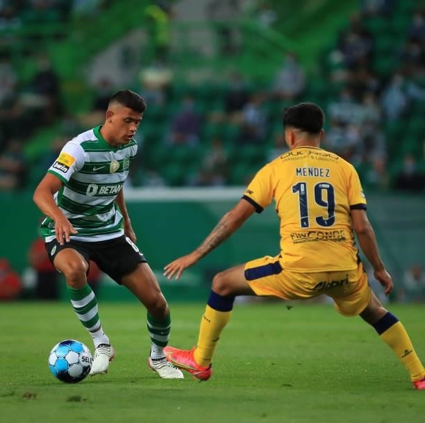 Matheus Nunes of Sporting CP in action during the Liga Bwin match between Sporting CP and FC Vizela at Estadio Jose Alvalade on August 6, 2021 in...