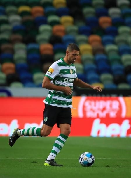 Zouhair Feddal of Sporting CP in action during the Liga Bwin match between Sporting CP and FC Vizela at Estadio Jose Alvalade on August 6, 2021 in...