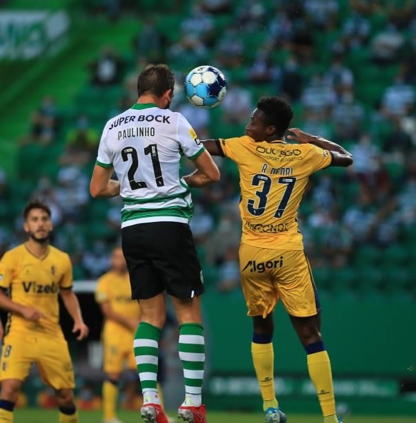 Paulinho of Sporting CP in action during the Liga Bwin match between Sporting CP and FC Vizela at Estadio Jose Alvalade on August 6, 2021 in Lisbon,...