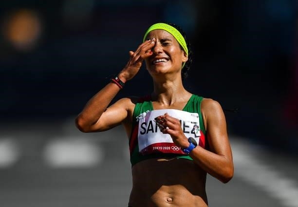Hokkaido , Japan - 7 August 2021; Ursula Patricia Sanchez of Mexico after finishing 64th in the women's marathon at Sapporo Odori Park on day 15...