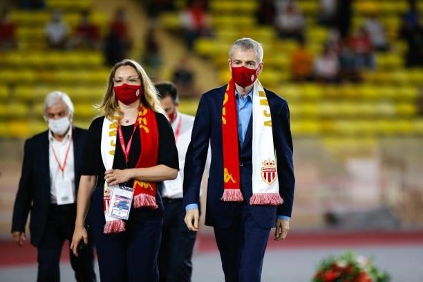 Olga DEMENTEVA technical director and Dmitri RYBOLOVLEV President of Monaco during the Ligue 1 football match between Monaco and Nantes at Stade...