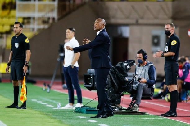 Antoine KOMBOUARE head coach of Nantes during the Ligue 1 football match between Monaco and Nantes at Stade Louis II on August 6, 2021 in Monaco,...