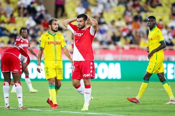 Kevin VOLLAND of Monaco looks dejected during the Ligue 1 football match between Monaco and Nantes at Stade Louis II on August 6, 2021 in Monaco,...