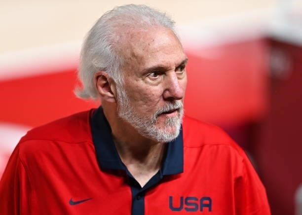 Tokyo , Japan - 7 August 2021; USA head coach Gregg Popovich after the men's gold medal match between the USA and France at the Saitama Super Arena...