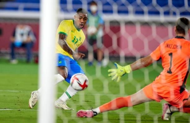Malcom of Brazil shoot the goal to 2:1 Win during the Men's Gold Medal Match between Brazil and Spain on day fifteen of the Tokyo 2020 Olympic Games...