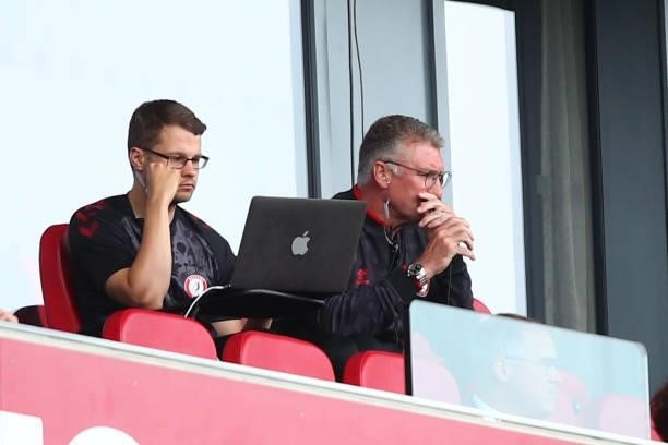 Bristol City manager Nigel Pearson looks on from the stands during the Sky Bet Championship match between Bristol City and Blackpool at Ashton Gate...