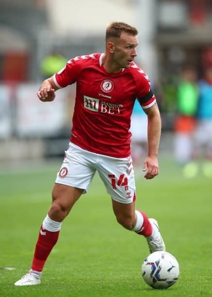 Andreas Weimann of Bristol City during the Sky Bet Championship match between Bristol City and Blackpool at Ashton Gate on August 7, 2021 in Bristol,...
