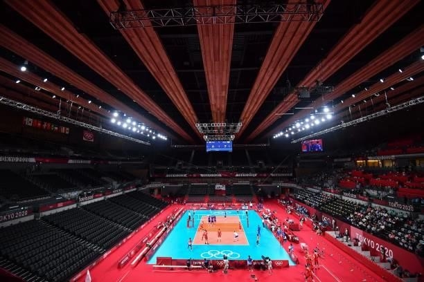 General view during the Men's Final match between ROC and France at Ariake Arena on August 7, 2021 in Tokyo, Japan.