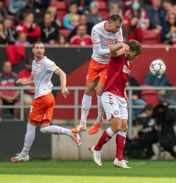 Blackpool's Josh Bowler during the Sky Bet Championship match between Bristol City and Blackpool at Ashton Gate on August 7, 2021 in Bristol, England.