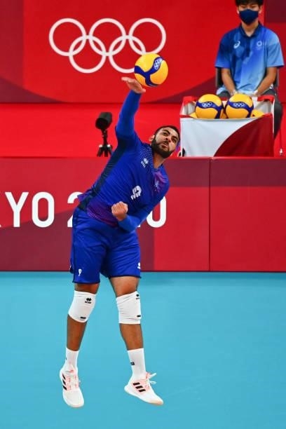 Earvin NGAPETH of France during the Men's Final match between ROC and France at Ariake Arena on August 7, 2021 in Tokyo, Japan.