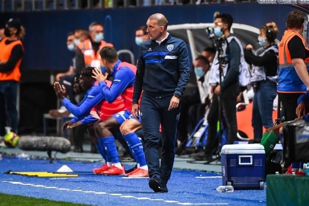 Laurent BATLLES Coach of ESTAC Troyes during the Ligue 1 football match between Troyes and Paris at Stade de l'Aube on August 7, 2021 in Troyes,...