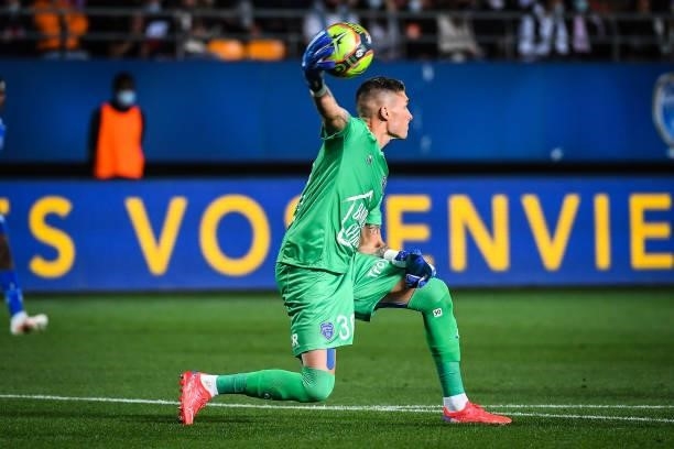 Gauthier GALLON of ESTAC Troyes during the Ligue 1 football match between Troyes and Paris at Stade de l'Aube on August 7, 2021 in Troyes, France.