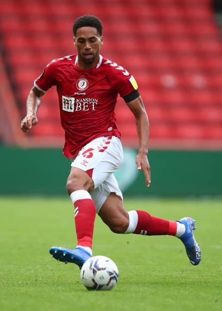 Zak Vyner of Bristol City during the Sky Bet Championship match between Bristol City and Blackpool at Ashton Gate on August 7, 2021 in Bristol,...