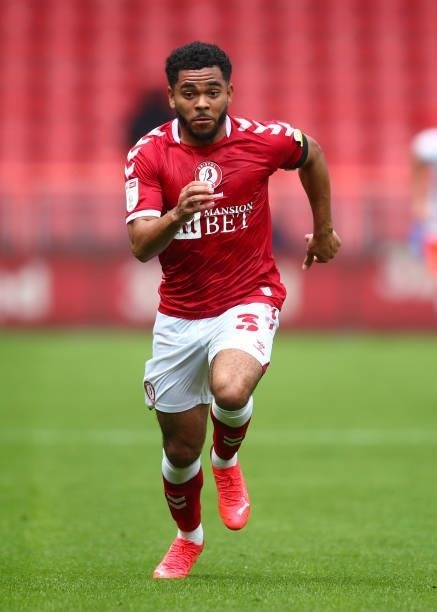 Jay Dasilva of Bristol City during the Sky Bet Championship match between Bristol City and Blackpool at Ashton Gate on August 7, 2021 in Bristol,...