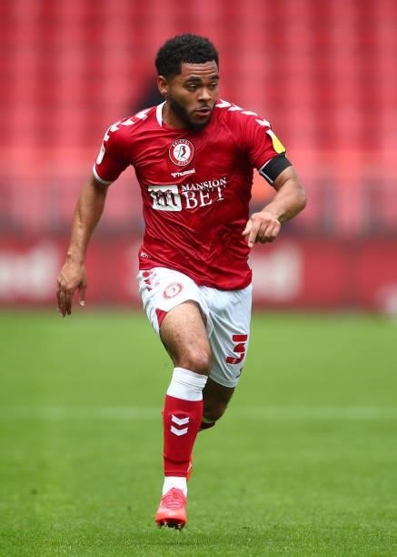 Jay Dasilva of Bristol City during the Sky Bet Championship match between Bristol City and Blackpool at Ashton Gate on August 7, 2021 in Bristol,...