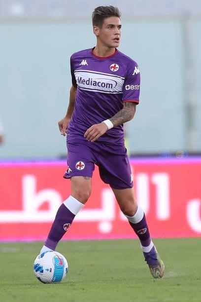 Martinez Quarta Lucas of ACF Fiorentina in action during the Pre-Season Friendly match between ACF Fiorentina v Espanyol at Artemio Franchi on August...