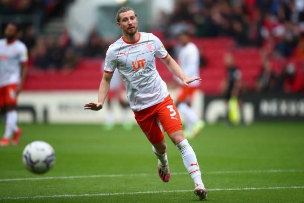 James Husband of Blackpool during the Sky Bet Championship match between Bristol City and Blackpool at Ashton Gate on August 7, 2021 in Bristol,...