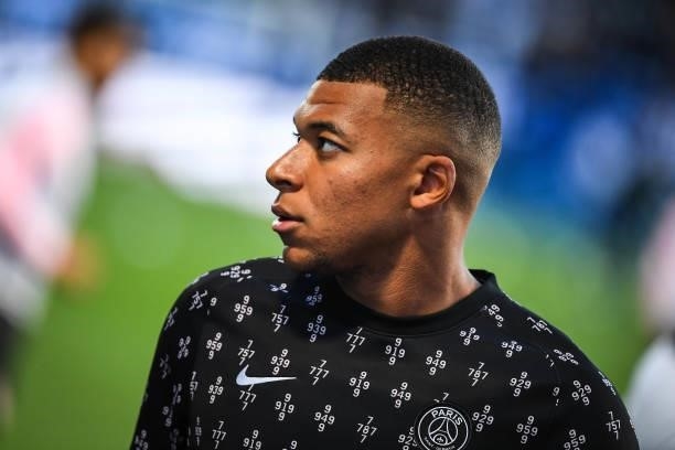 Kylian MBAPPE of PSG during the Ligue 1 football match between Troyes and Paris at Stade de l'Aube on August 7, 2021 in Troyes, France.