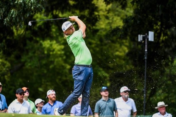 Cameron Smith of Australia hits his tee shot at the eighth hole during the third round of the World Golf Championships-FedEx St. Jude Invitational at...