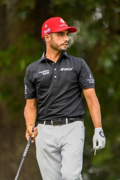 Abraham Ancer of Mexico watches his tee shot at the eighth hole during the third round of the World Golf Championships-FedEx St. Jude Invitational at...