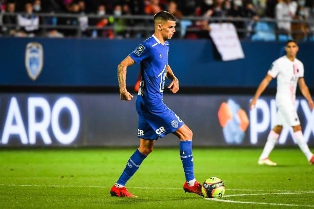 Jimmy GIRAUDON of ESTAC Troyes during the Ligue 1 football match between Troyes and Paris at Stade de l'Aube on August 7, 2021 in Troyes, France.