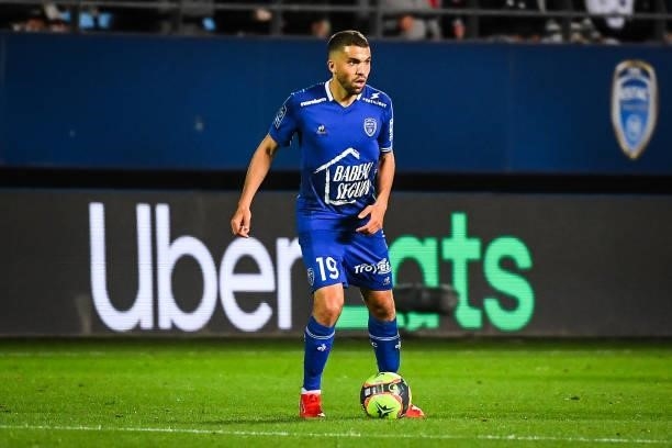 Oualid EL HAJJAM of ESTAC Troyes during the Ligue 1 football match between Troyes and Paris at Stade de l'Aube on August 7, 2021 in Troyes, France.