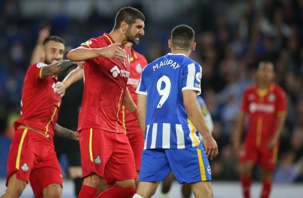 Neal Maupay of Brighton angers the Getafe players during the Pre Season Friendly Match between Brighton & Hove Albion and Getafe at American Express...
