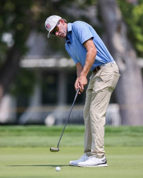 Ben Kohles putts on the 13th green during the third round of the Utah Championship presented by Zions Bank at Oakridge Country Club on August 7, 2021...