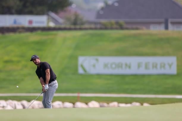 Jamie Lovemark plays his shot from the 14th hole during the third round of the Utah Championship presented by Zions Bank at Oakridge Country Club on...