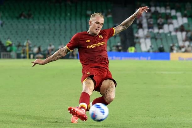 Rick Karsdorp of AS Roma during the pre-season friendly match between Real Betis and AS Roma at Benito Villamarin in Seville, Spain, on August 7,...