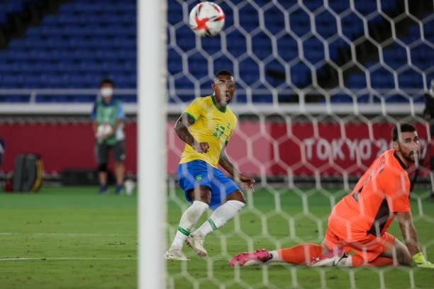 Of Team Brazil score the Second goal during The match between Brazil and Spain on day Fifteenth of the Tokyo 2020 Olympic Games at International...