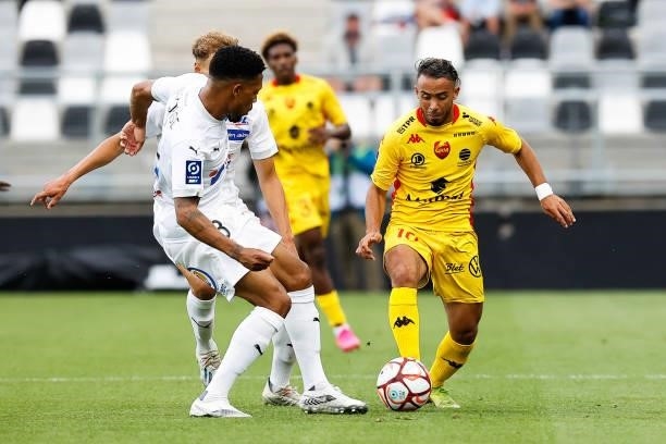 Manoubi HADDAD of QUEVILLY-ROUEN during the Ligue 2 BKT football match between Amiens and Quevilly at Stade de la Licorne on August 7, 2021 in...