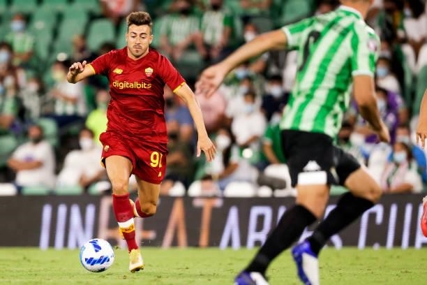 Stephan El Shaarawy of AS Roma during the Club Friendly match between Real Betis Sevilla v AS Roma at the Estadio Benito Villamarin on August 7, 2021...