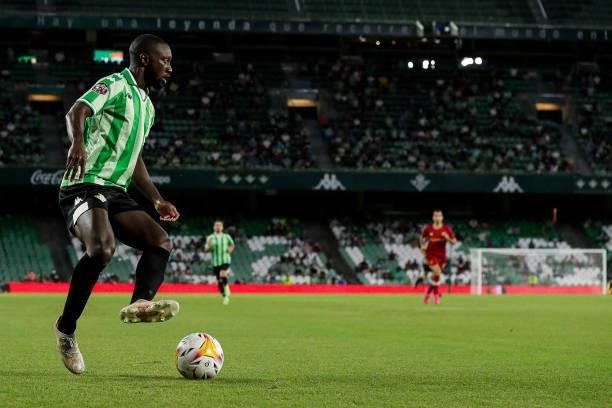 Youssouf Sabaly of Real Betis during the Club Friendly match between Real Betis Sevilla v AS Roma at the Estadio Benito Villamarin on August 7, 2021...