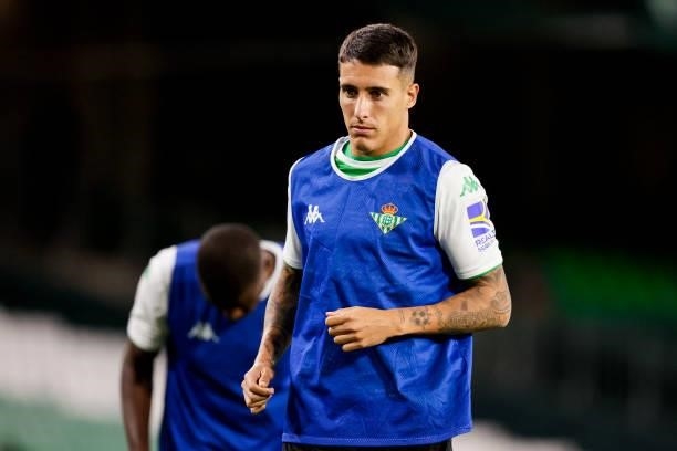 Cristian Tello of Real Betis during the Club Friendly match between Real Betis Sevilla v AS Roma at the Estadio Benito Villamarin on August 7, 2021...