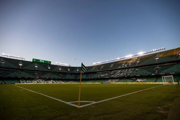 Stadium of Real Betis during the Club Friendly match between Real Betis Sevilla v AS Roma at the Estadio Benito Villamarin on August 7, 2021 in...
