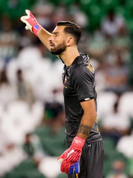 Rui Patricio of AS Roma during the Club Friendly match between Real Betis Sevilla v AS Roma at the Estadio Benito Villamarin on August 7, 2021 in...