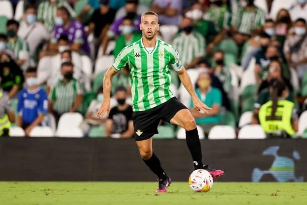 Sergio Canales of Real Betis during the Club Friendly match between Real Betis Sevilla v AS Roma at the Estadio Benito Villamarin on August 7, 2021...