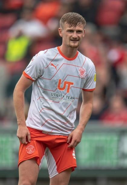 Blackpool's Callum Connolly during the Sky Bet Championship match between Bristol City and Blackpool at Ashton Gate on August 7, 2021 in Bristol,...