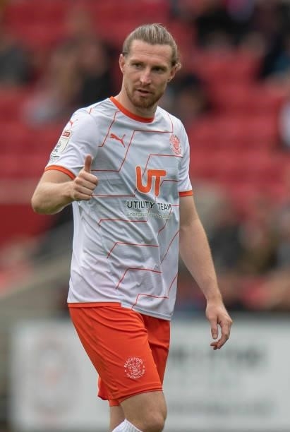 Blackpool's James Husband during the Sky Bet Championship match between Bristol City and Blackpool at Ashton Gate on August 7, 2021 in Bristol,...