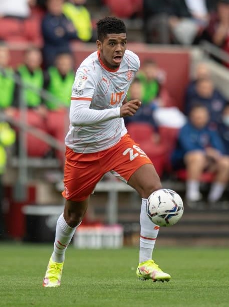 Blackpool's Tyreece John-Jules during the Sky Bet Championship match between Bristol City and Blackpool at Ashton Gate on August 7, 2021 in Bristol,...
